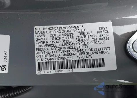 2024 Honda Cr-V Hybrid Sport from USA, damaged, VIN 7FARS6H59RE052010